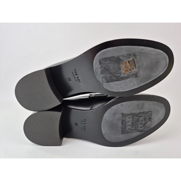 The Row Women's Black Vera Leather Penny Loafer Heel Size 38 - Picture 7 of 7